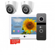 Комплект видеодомофона NeoLight ALPHA Hybrid HD KIT Graphite + 2 IP камеры ( DH-IPC-HDW1230DT-SAW) 2 Мп
